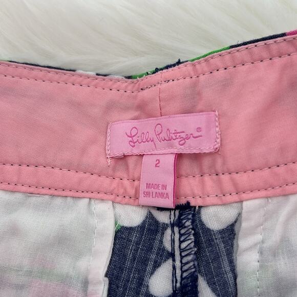 Lilly Pulitzer Yum Yum Caterpillar Shorts - Navy/Pink/Green - 2 - Picture 4 of 6